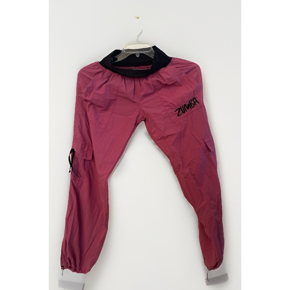 Y2K Zumba Fitness Cargo Pants Small Pink Parachute Dance Workout Joggers